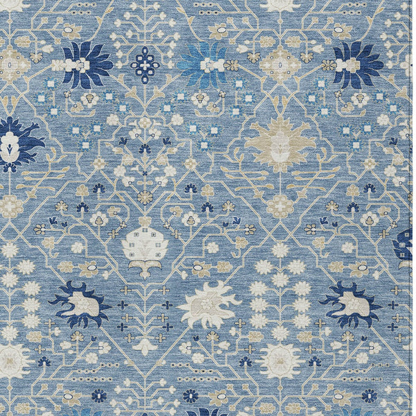 Homeroots 3' Artichoke Green Gray Ivory Oriental Washable Area Rug For Indoor And Outdoor Spaces, Durable Design 3' X 5' Polyester 598034