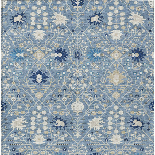 Homeroots 3' Artichoke Green Gray Ivory Oriental Washable Area Rug For Indoor And Outdoor Spaces, Durable Design 5' X 8' Polyester 598035