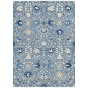 Homeroots 3' Artichoke Green Gray Ivory Oriental Washable Area Rug For Indoor And Outdoor Spaces, Durable Design 8' X 10' Polyester 598037