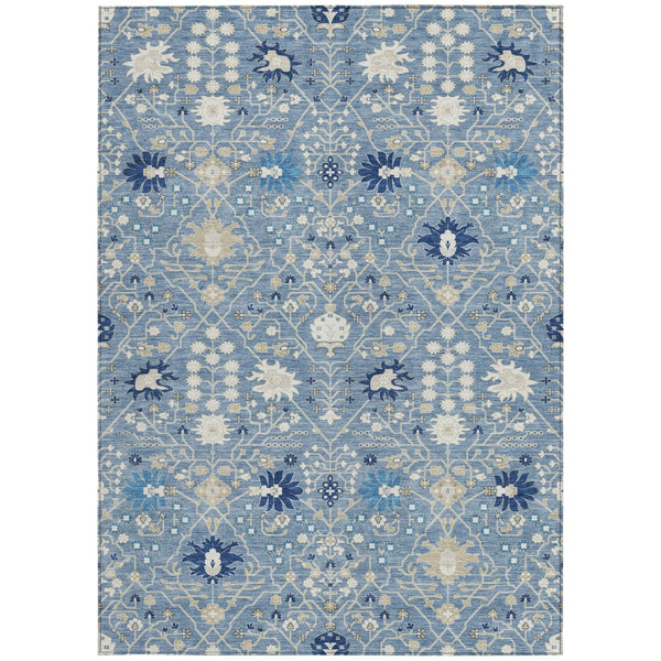 Homeroots 3' Artichoke Green Gray Ivory Oriental Washable Area Rug For Indoor And Outdoor Spaces, Durable Design 8' X 10' Polyester 598037