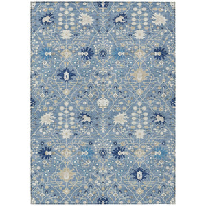 HomeRoots 9' X 12' Washable Denim Blue Ivory Beige Oriental Rug – Durable, Stylish, Indoor/Outdoor Versatility 598038