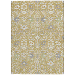 Homeroots 3' Artichoke Green Gray Ivory Oriental Washable Area Rug For Indoor And Outdoor Spaces, Durable Design 3' X 5' Polyester 598040