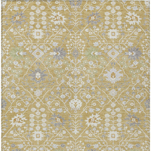 Homeroots 3' Artichoke Green Gray Ivory Oriental Washable Area Rug For Indoor And Outdoor Spaces, Durable Design 3' X 5' Polyester 598040