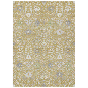 HomeRoots 5' Elegant Gold Ivory and Gray Oriental Washable Area Rug for Indoor and Outdoor Spaces 8' X 10' 598043