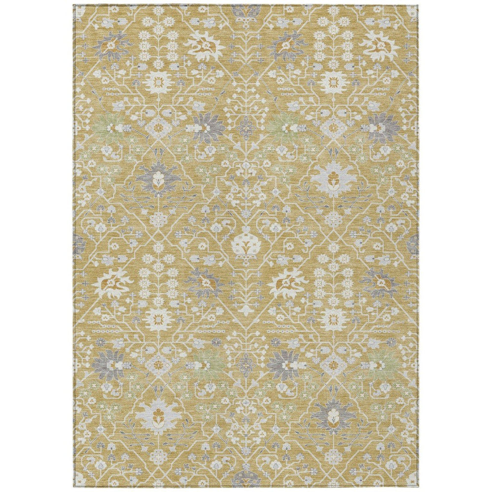 HomeRoots 9' X 12' Gold Ivory and Gray Oriental Area Rug – Elegant, Washable, Durable for Indoor & Outdoor Use 598044