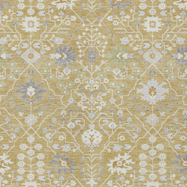 Homeroots 3' Artichoke Green Gray Ivory Oriental Washable Area Rug For Indoor And Outdoor Spaces, Durable Design 10' X 14' Polyester 598045