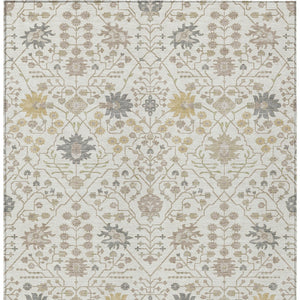 Homeroots 3' Artichoke Green Gray Ivory Oriental Washable Area Rug For Indoor And Outdoor Spaces, Durable Design 3' X 5' Polyester 598052