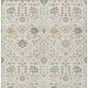 Homeroots 3' Artichoke Green Gray Ivory Oriental Washable Area Rug For Indoor And Outdoor Spaces, Durable Design 8' X 10' Polyester 598055