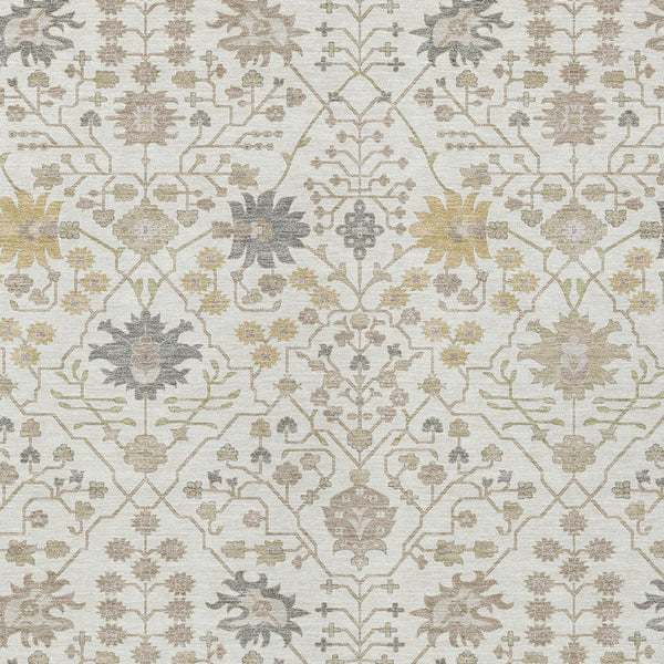 Homeroots 3' Artichoke Green Gray Ivory Oriental Washable Area Rug For Indoor And Outdoor Spaces, Durable Design 8' X 10' Polyester 598055