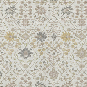 Homeroots 3' Artichoke Green Gray Ivory Oriental Washable Area Rug For Indoor And Outdoor Spaces, Durable Design 9' X 12' Polyester 598056