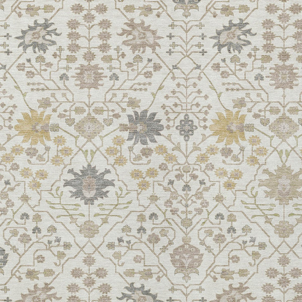 Homeroots 3' Artichoke Green Gray Ivory Oriental Washable Area Rug For Indoor And Outdoor Spaces, Durable Design 9' X 12' Polyester 598056