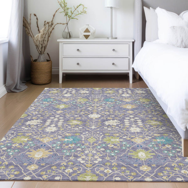 Homeroots 3' Artichoke Green Gray Ivory Oriental Washable Area Rug For Indoor And Outdoor Spaces, Durable Design 3' X 5' Polyester 598058