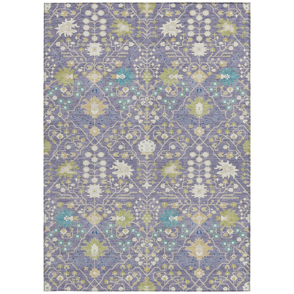 Homeroots 3' Artichoke Green Gray Ivory Oriental Washable Area Rug For Indoor And Outdoor Spaces, Durable Design 8' X 10' Polyester 598061