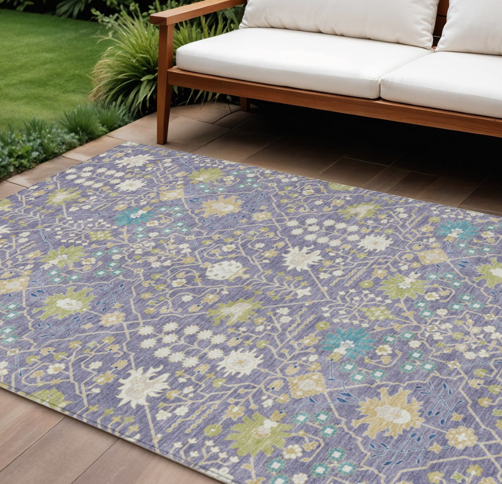 HomeRoots 9' X 12' Timeless Lavender Blue & Green Oriental Area Rug – Durable, Washable, Indoor/Outdoor Style! 598062