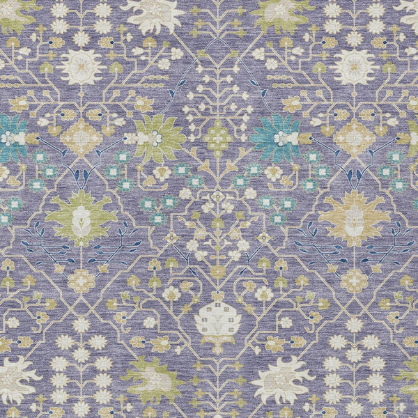 Homeroots 3' Artichoke Green Gray Ivory Oriental Washable Area Rug For Indoor And Outdoor Spaces, Durable Design 9' X 12' Polyester 598062