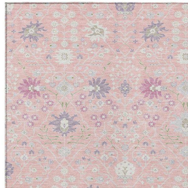 Homeroots 3' Artichoke Green Gray Ivory Oriental Washable Area Rug For Indoor And Outdoor Spaces, Durable Design 3' X 5' Polyester 598064