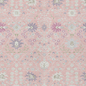 Homeroots 3' Artichoke Green Gray Ivory Oriental Washable Area Rug For Indoor And Outdoor Spaces, Durable Design 5' X 8' Polyester 598065