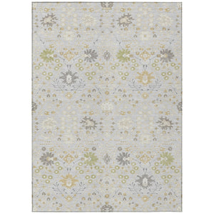 HomeRoots 5' Silver Gray and Gold Oriental Area Rug - Durable, Washable Design for Indoor and Outdoor Elegance 8' X 10' 598073