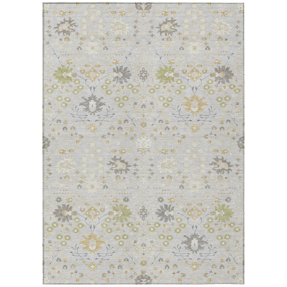HomeRoots 9' Elegant Silver Gray & Gold Oriental Area Rug – Washable, Durable for Indoor & Outdoor Use! 598074