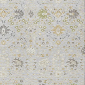 Homeroots 3' Artichoke Green Gray Ivory Oriental Washable Area Rug For Indoor And Outdoor Spaces, Durable Design 9' X 12' Polyester 598074