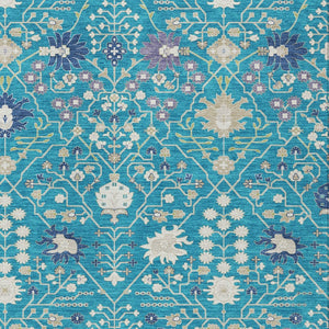 Homeroots 3' Artichoke Green Gray Ivory Oriental Washable Area Rug For Indoor And Outdoor Spaces, Durable Design 3' X 5' Polyester 598076