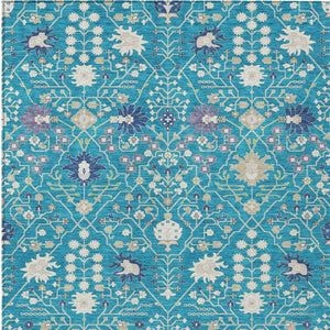 Homeroots 3' Artichoke Green Gray Ivory Oriental Washable Area Rug For Indoor And Outdoor Spaces, Durable Design 8' X 10' Polyester 598079