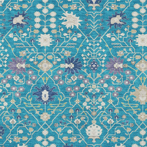 Homeroots 3' Artichoke Green Gray Ivory Oriental Washable Area Rug For Indoor And Outdoor Spaces, Durable Design 8' X 10' Polyester 598079