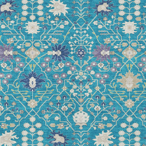 Homeroots 3' Artichoke Green Gray Ivory Oriental Washable Area Rug For Indoor And Outdoor Spaces, Durable Design 9' X 12' Polyester 598080