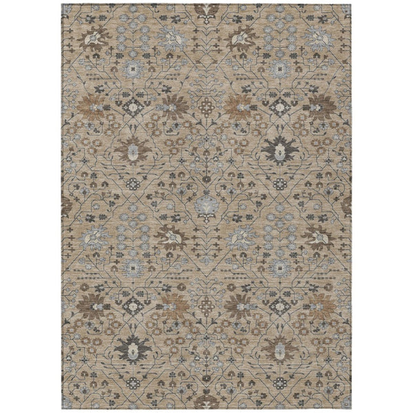 HomeRoots 5' Timeless Taupe Brown and Gray Oriental Area Rug for Stylish Indoor and Outdoor Spaces, Washable 5' X 8' 598083