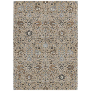Homeroots 3' Artichoke Green Gray Ivory Oriental Washable Area Rug For Indoor And Outdoor Spaces, Durable Design 8' X 10' Polyester 598085