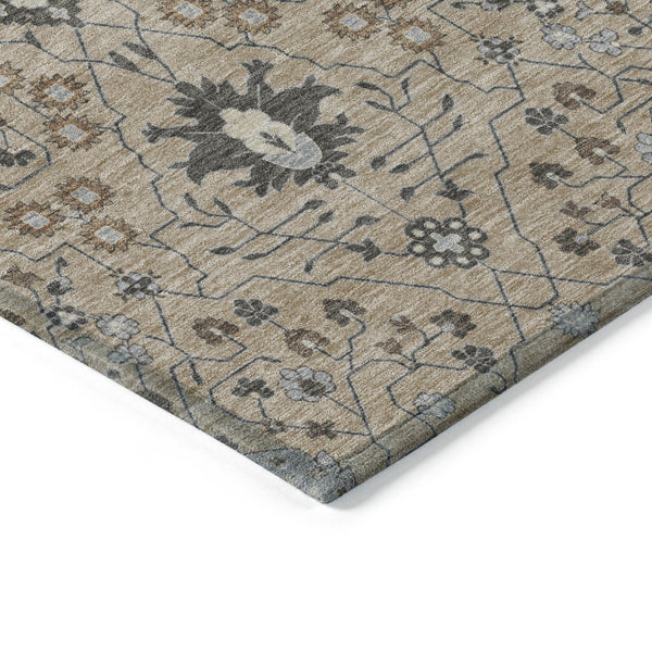 Homeroots 3' Artichoke Green Gray Ivory Oriental Washable Area Rug For Indoor And Outdoor Spaces, Durable Design 8' X 10' Polyester 598085