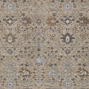 Homeroots 3' Artichoke Green Gray Ivory Oriental Washable Area Rug For Indoor And Outdoor Spaces, Durable Design 9' X 12' Polyester 598086
