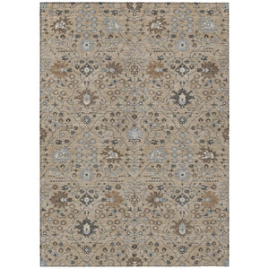 HomeRoots 5' Timeless Taupe Brown and Gray Oriental Area Rug for Stylish Indoor and Outdoor Spaces, Washable 10' X 14' 598087