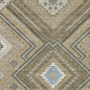 Homeroots 3' Beige Gray Ivory Tribal Washable Area Rug For Indoor Outdoor Use - Durable And Stylish Design 3' X 5' Polyester 598088