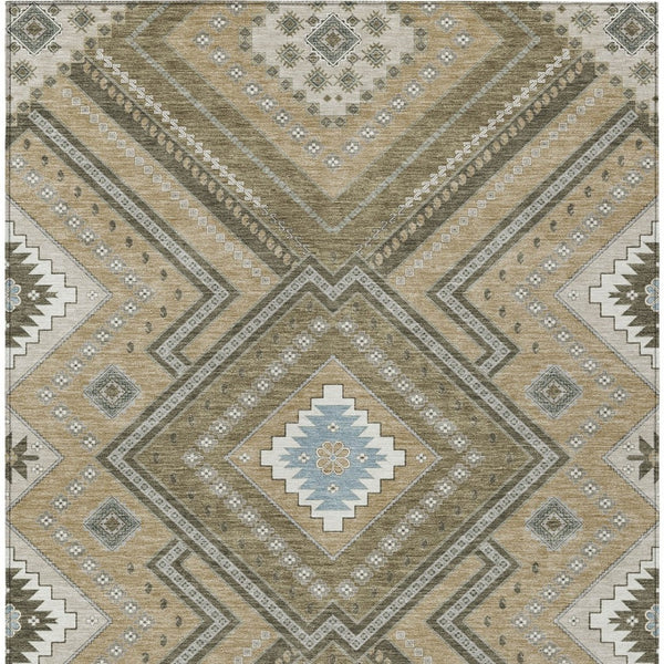 Homeroots 3' Beige Gray Ivory Tribal Washable Area Rug For Indoor Outdoor Use - Durable And Stylish Design 8' X 10' Polyester 598091