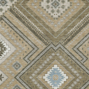 Homeroots 3' Beige Gray Ivory Tribal Washable Area Rug For Indoor Outdoor Use - Durable And Stylish Design 8' X 10' Polyester 598091