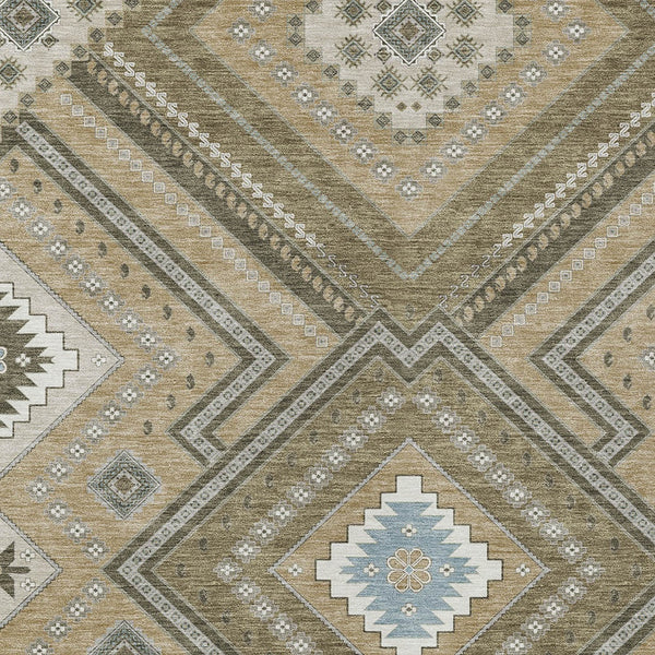 Homeroots 3' Beige Gray Ivory Tribal Washable Area Rug For Indoor Outdoor Use - Durable And Stylish Design 8' X 10' Polyester 598091