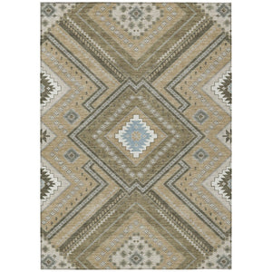 HomeRoots 9' X 12' Tribal Area Rug in Beige Gray and Ivory - Washable, Durable for Indoor & Outdoor Spaces 598092