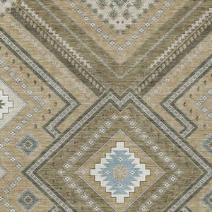 Homeroots 3' Beige Gray Ivory Tribal Washable Area Rug For Indoor Outdoor Use - Durable And Stylish Design 9' X 12' Polyester 598092