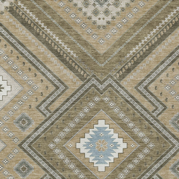 Homeroots 3' Beige Gray Ivory Tribal Washable Area Rug For Indoor Outdoor Use - Durable And Stylish Design 9' X 12' Polyester 598092