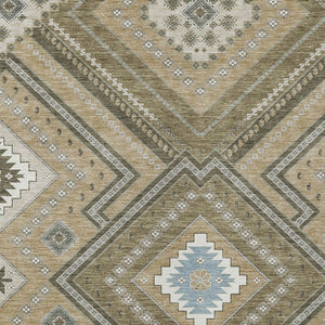 Homeroots 3' Beige Gray Ivory Tribal Washable Area Rug For Indoor Outdoor Use - Durable And Stylish Design 10' X 14' Polyester 598093