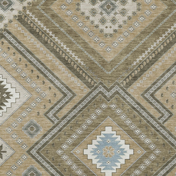 Homeroots 3' Beige Gray Ivory Tribal Washable Area Rug For Indoor Outdoor Use - Durable And Stylish Design 10' X 14' Polyester 598093