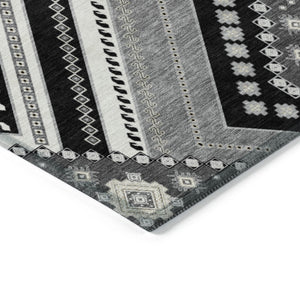 Homeroots 3' Beige Gray Ivory Tribal Washable Area Rug For Indoor Outdoor Use - Durable And Stylish Design 5' X 8' Polyester 598095