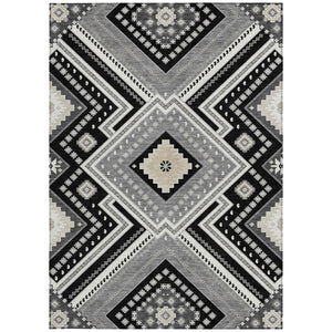 Homeroots 3' Beige Gray Ivory Tribal Washable Area Rug For Indoor Outdoor Use - Durable And Stylish Design 8' X 10' Polyester 598097