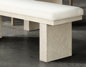 English Elm Natural 59"W Upholstery Bench Modern Farmhouse Natural Finish Rubberwood Frame Comfortable 2-3 Seat Plinth Base B011P366753