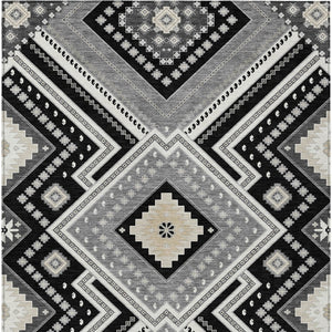 Homeroots 3' Beige Gray Ivory Tribal Washable Area Rug For Indoor Outdoor Use - Durable And Stylish Design 10' X 14' Polyester 598099