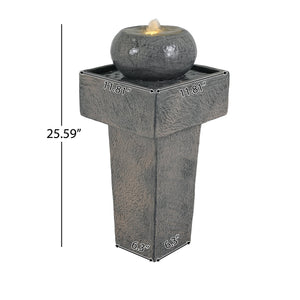 English Elm Christopher Knight Home® - 25.59"H Minimalist Concrete Column Fountain with LED Illumination, Durable Weatherproof Outdoor Accent N765P324547G