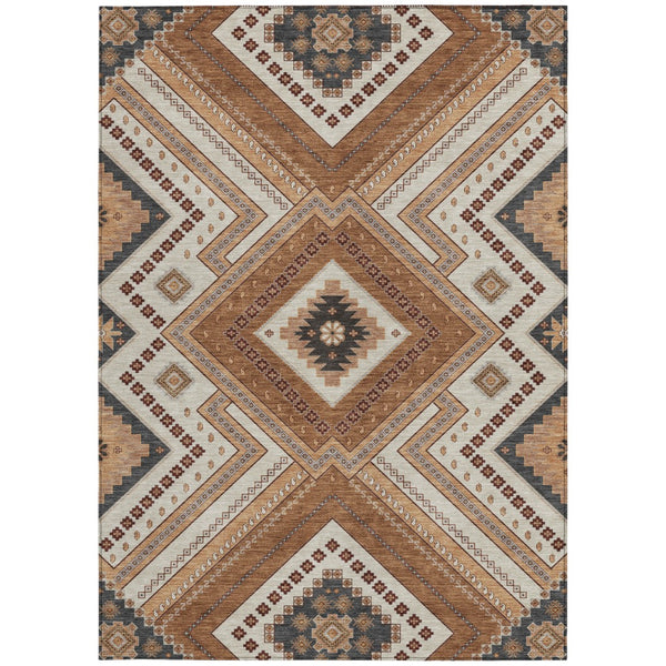 Homeroots 3' Beige Gray Ivory Tribal Washable Area Rug For Indoor Outdoor Use - Durable And Stylish Design 3' X 5' Polyester 598106