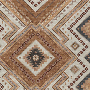 Homeroots 3' Beige Gray Ivory Tribal Washable Area Rug For Indoor Outdoor Use - Durable And Stylish Design 3' X 5' Polyester 598106
