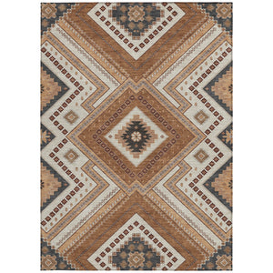 Homeroots 3' Beige Gray Ivory Tribal Washable Area Rug For Indoor Outdoor Use - Durable And Stylish Design 5' X 8' Polyester 598107